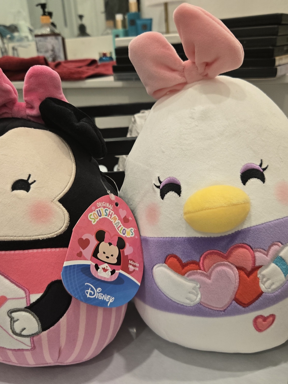 Disney Plush Squishmallow-Style White & Pink Daisy Duck, Minie Mouse /Set Of 2